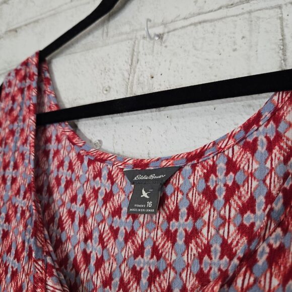 Eddie Bauer cute red and blue midi dress - Picture 5 of 15